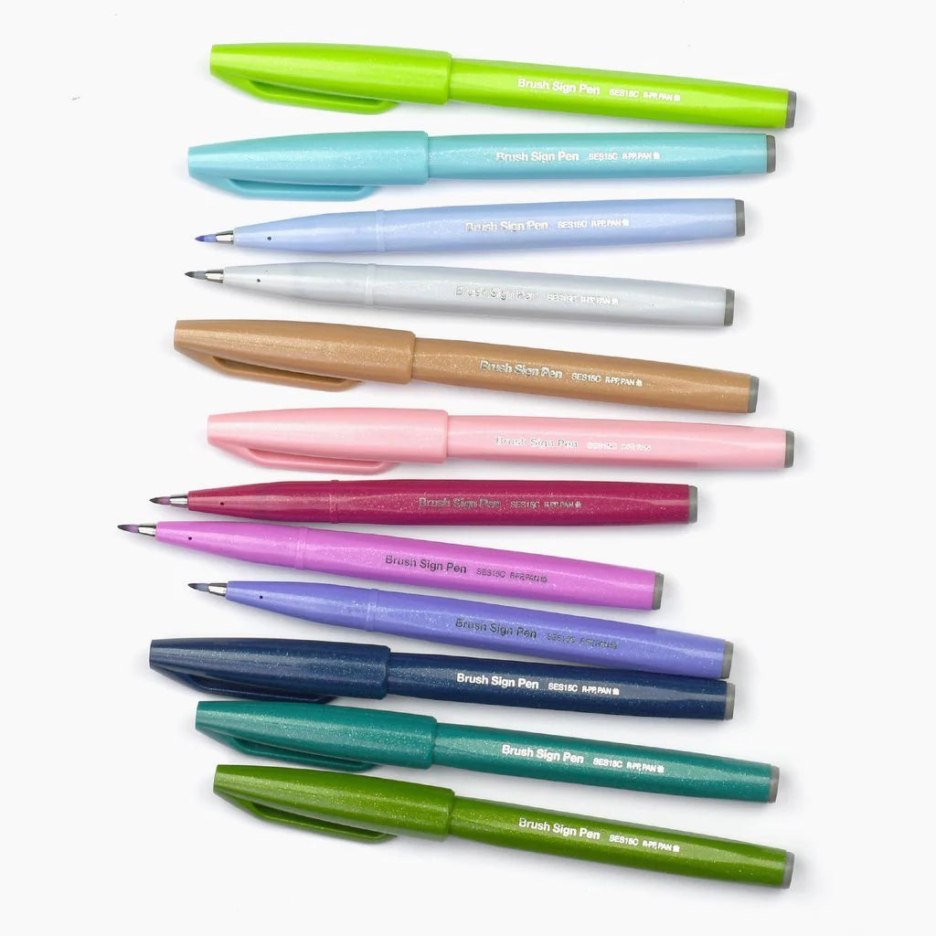 Pentel Fude Touch Sign Pen, Black, Felt Pen Like Brush Stroke (SES15C-A)