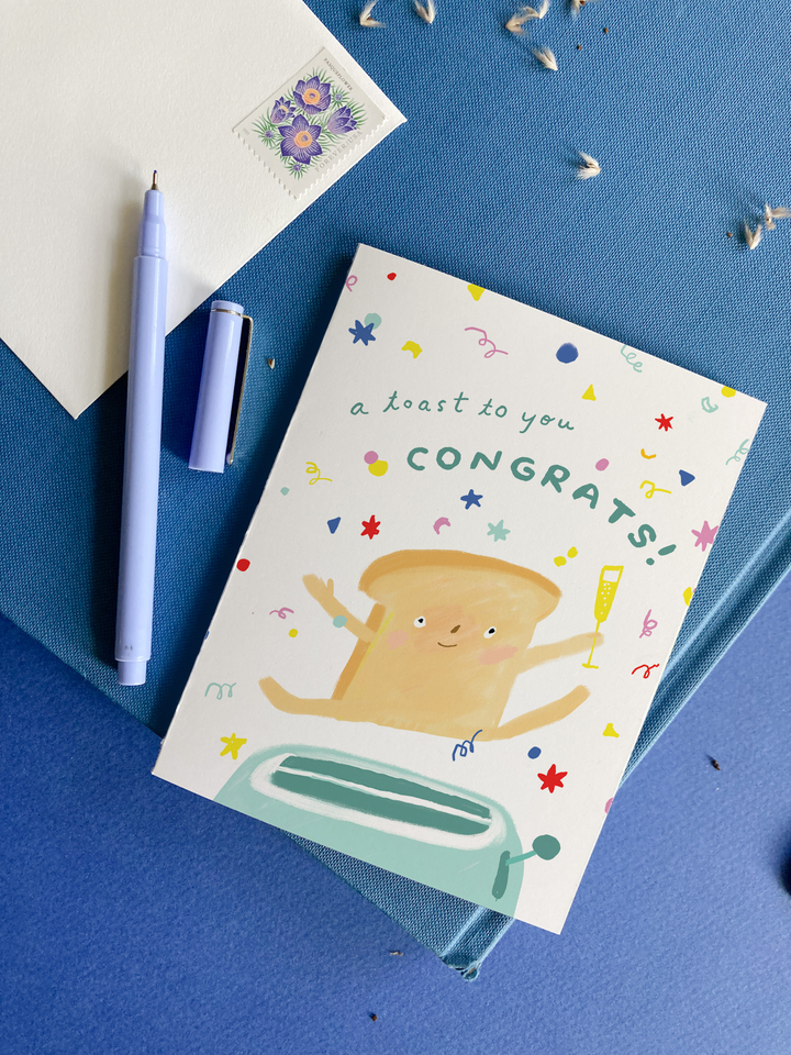 Toast Congrats - Food Pun Congratulations Card