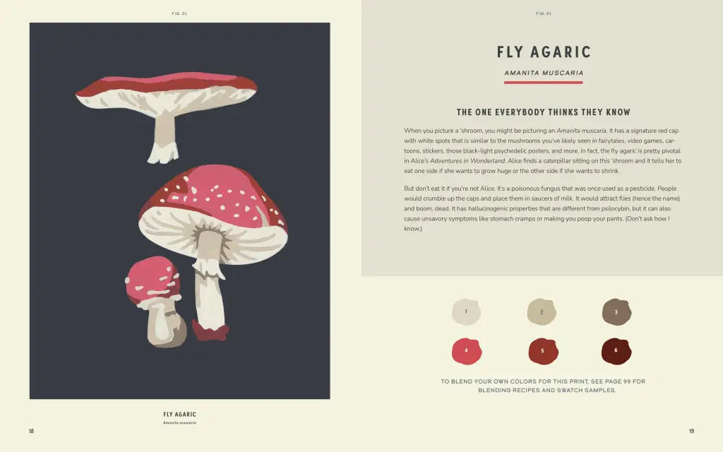 Coloready Mushrooms: 20 Modern Paint-By-Number Prints