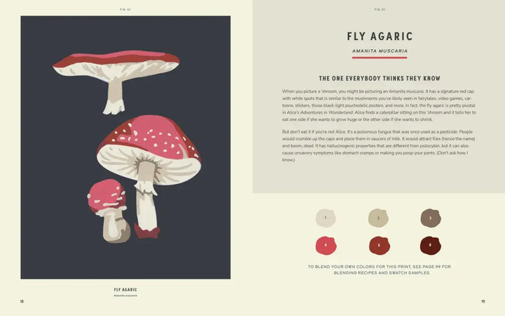Coloready Mushrooms: 20 Modern Paint-By-Number Prints