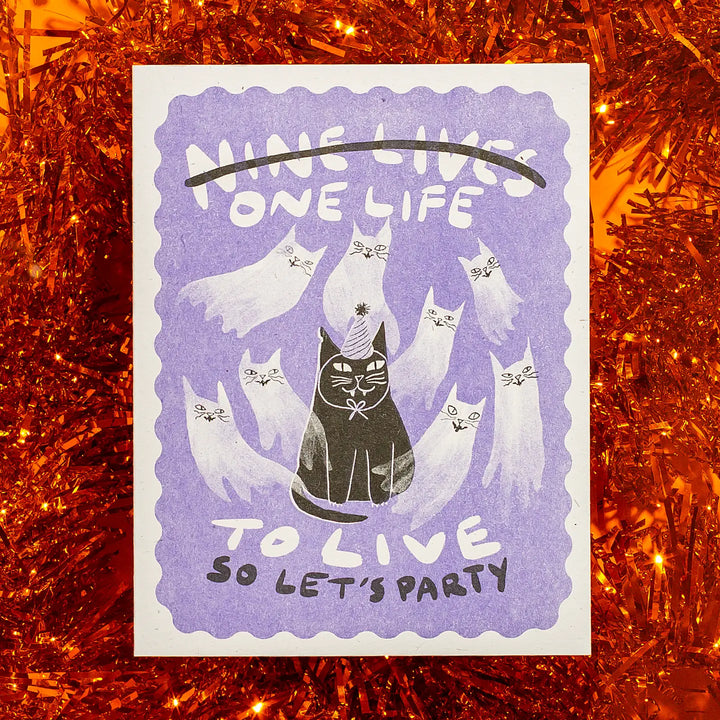 Nine Lives/One Life - Risograph Birthday Card