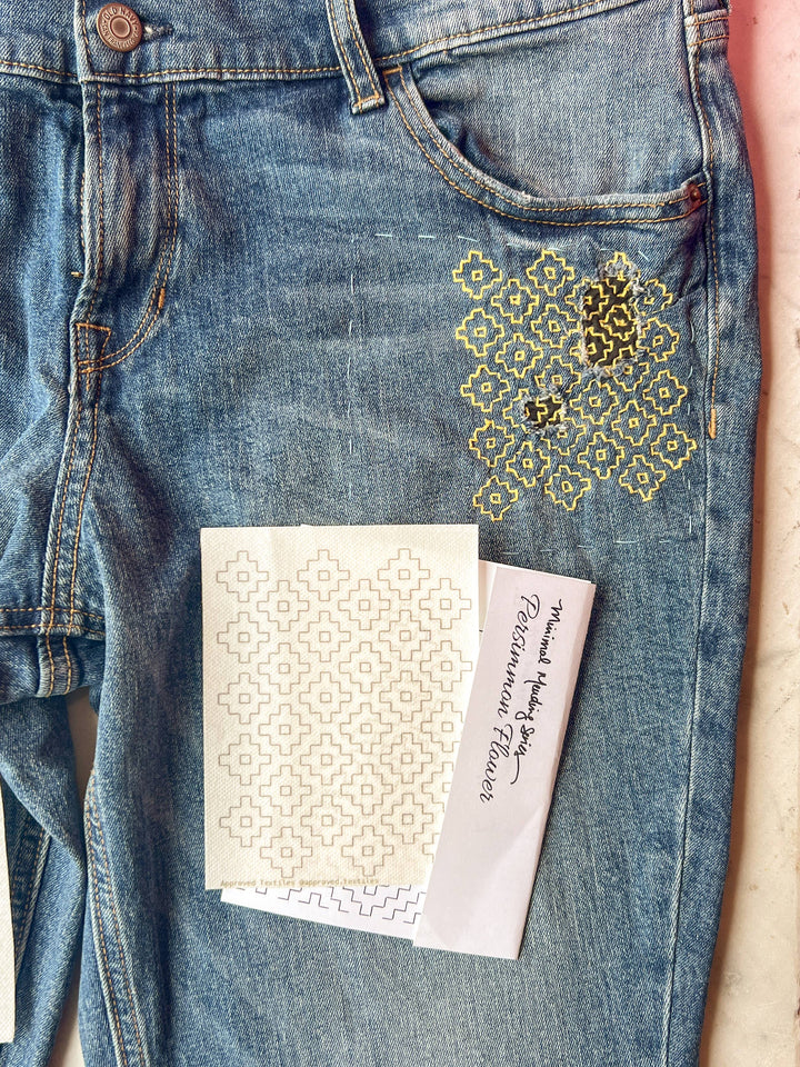 Persimmon Flowers - Minimal Mending + Embellishment Transfer