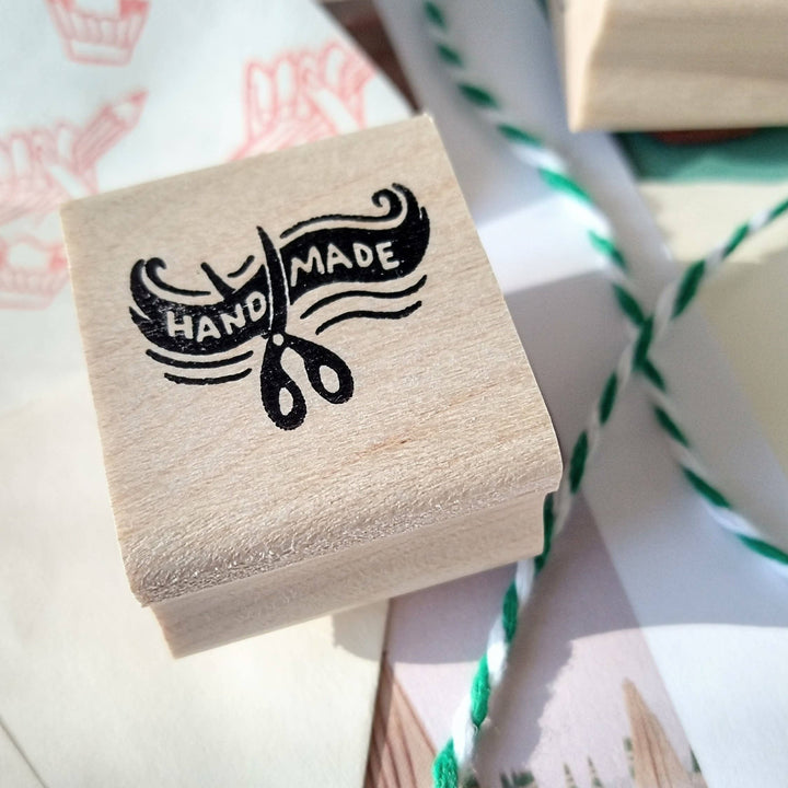 Handmade Scissors and Ribbon Rubber Stamp