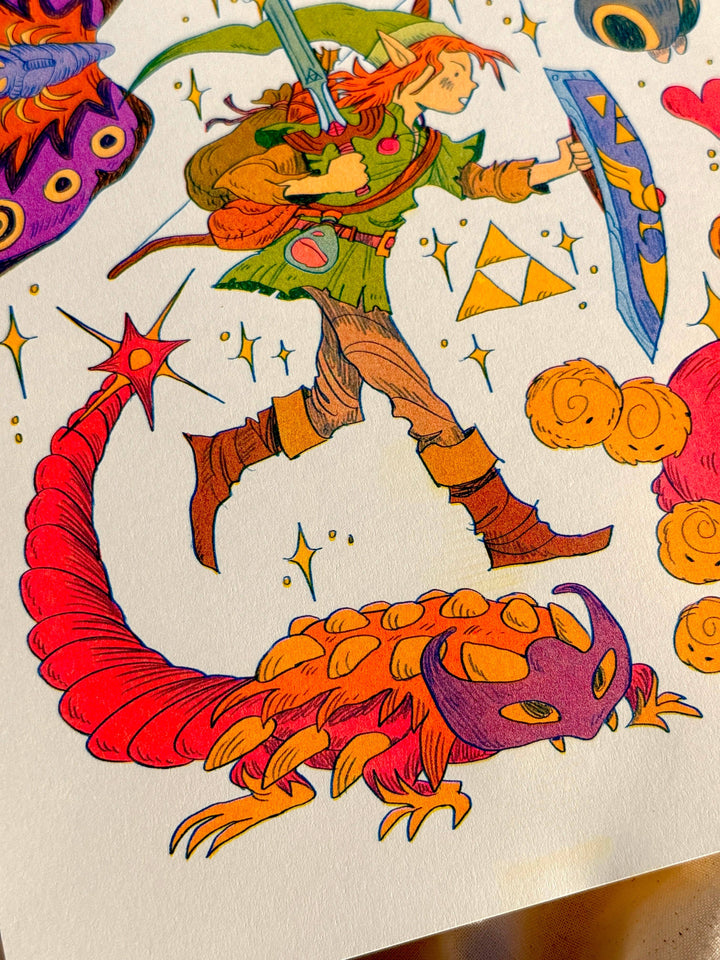 Legend of Zelda: A Link to the Past Riso Print