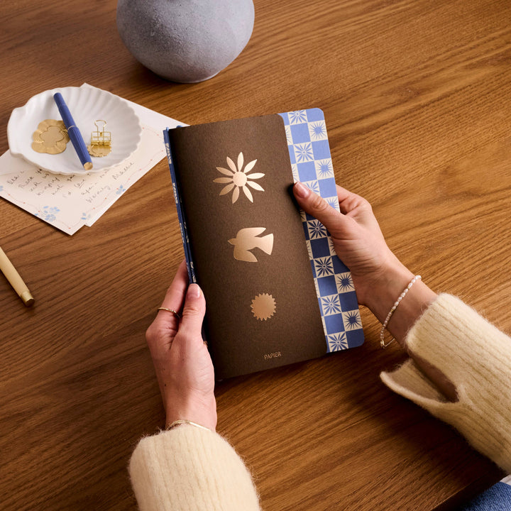 Lined Notebook Set, Softcover A5 & A6 - Checkerboard & Foil