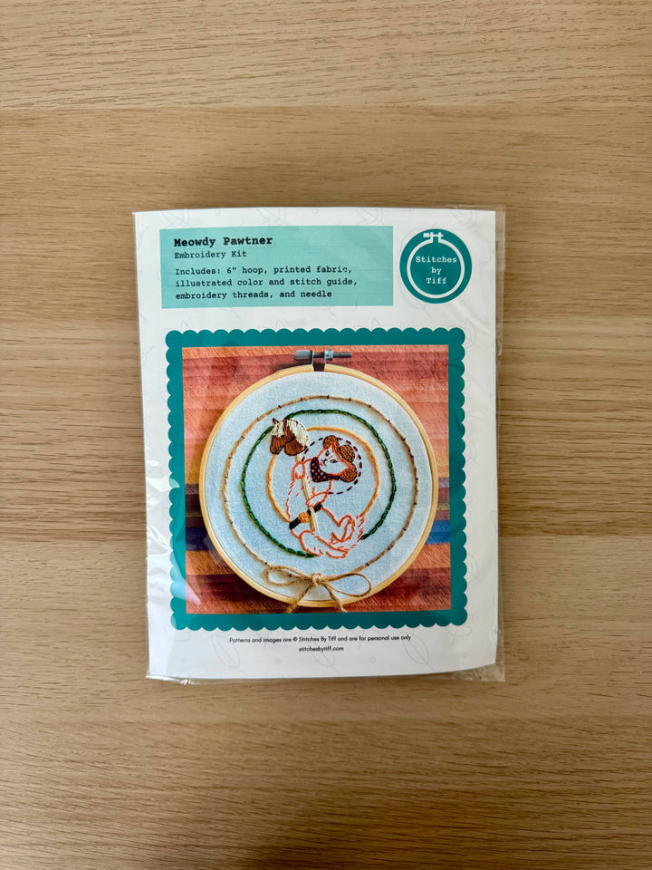 Meowdy Pawtner Western Cowboy Cat Craft DIY Embroidery Kit