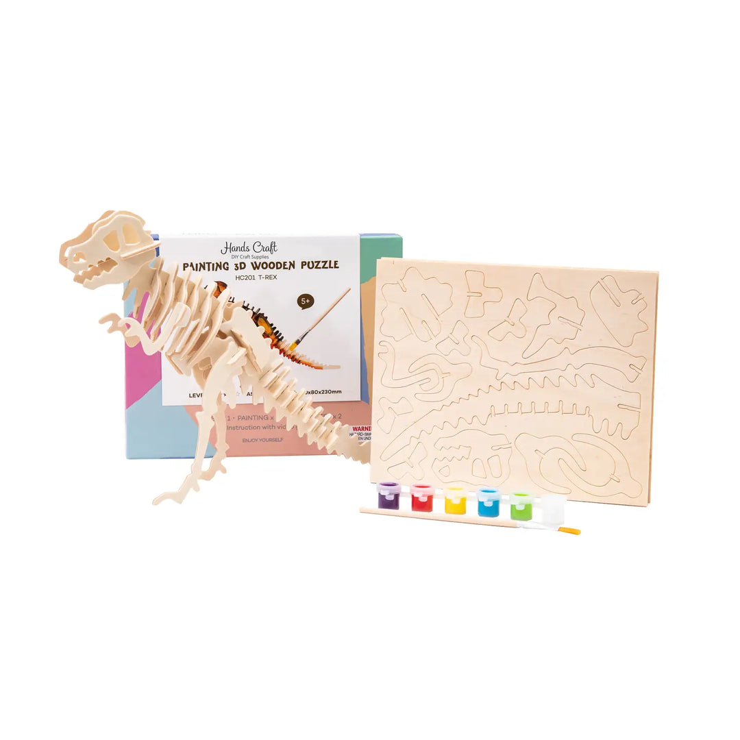 3D Wooden Puzzle Paint Kit T-Rex