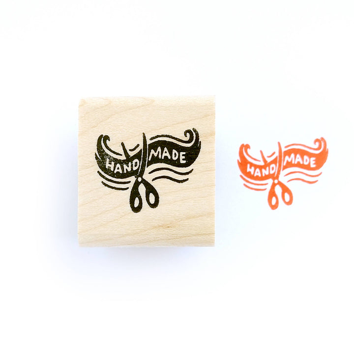 Handmade Scissors and Ribbon Rubber Stamp