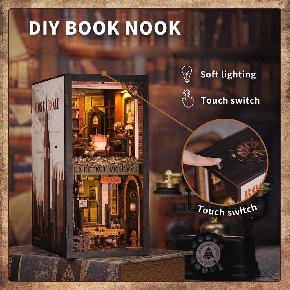 DIY Book Nook Kit: Rose Detective Agency with Dust Cover