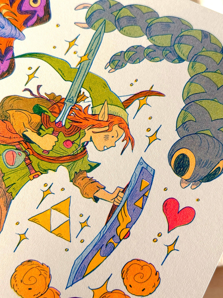 Legend of Zelda: A Link to the Past Riso Print