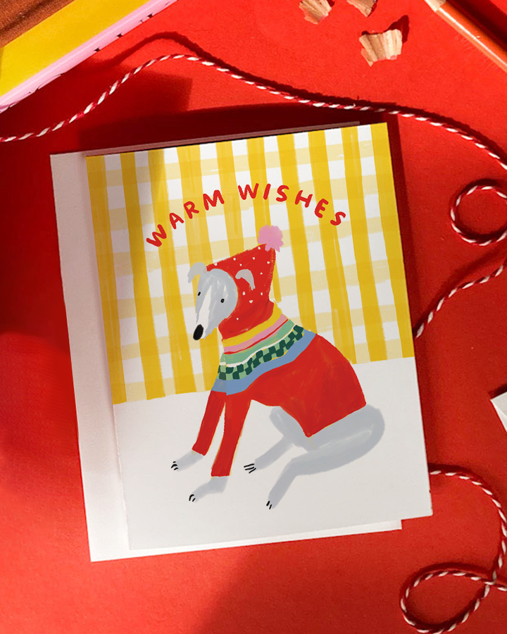 Warm Whippet - Dog Christmas Holiday Card