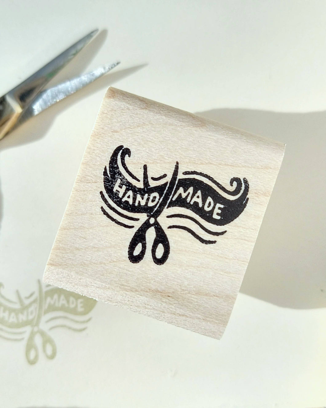 Handmade Scissors and Ribbon Rubber Stamp