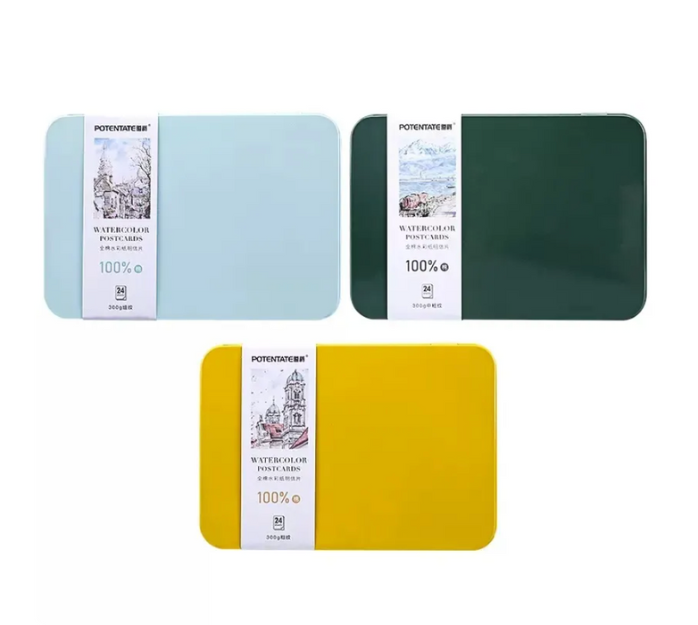 Watercolor Postcards in Tin