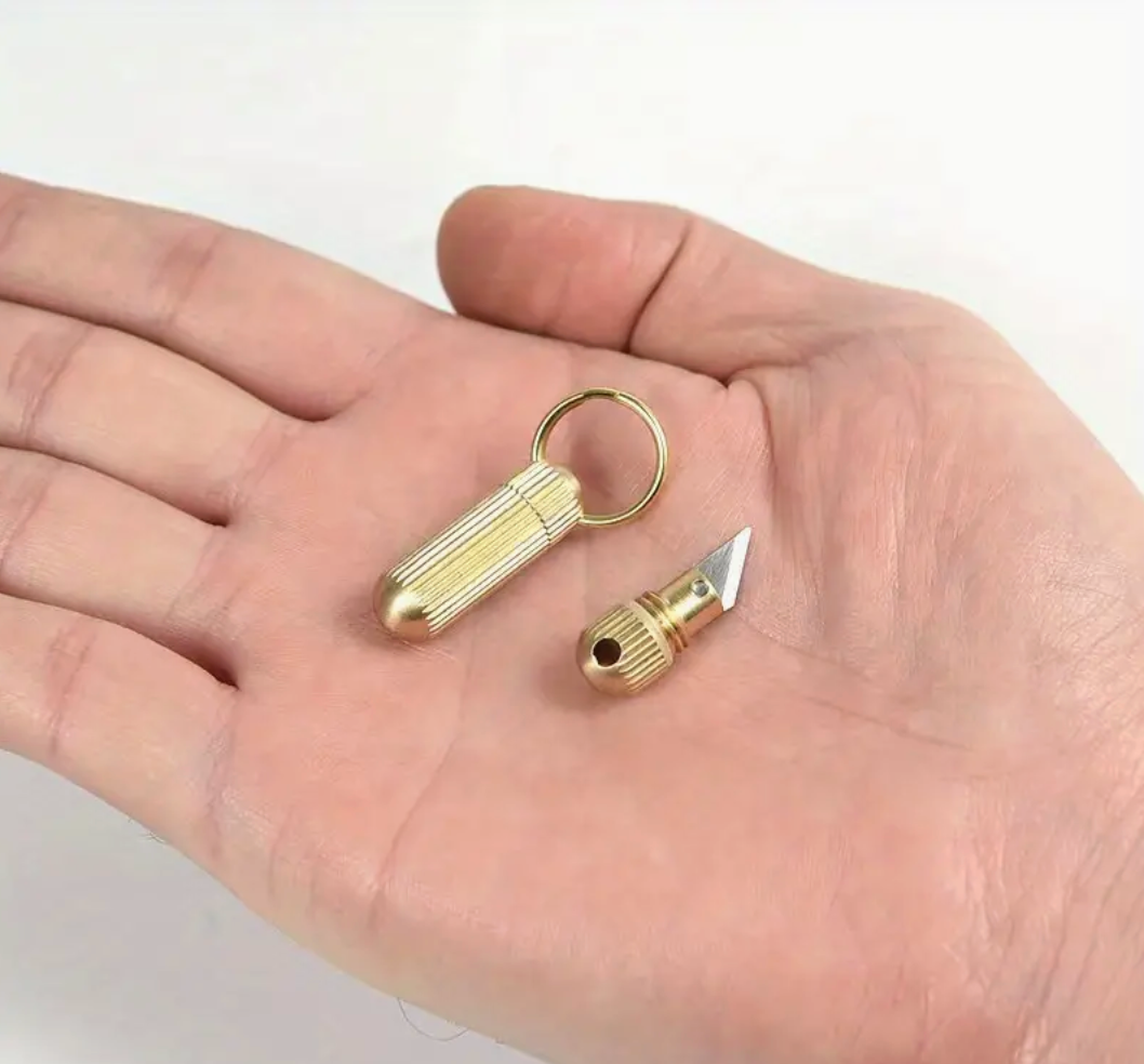 Tiny Brass Knife Keychain