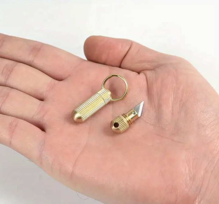 Tiny Brass Knife Keychain