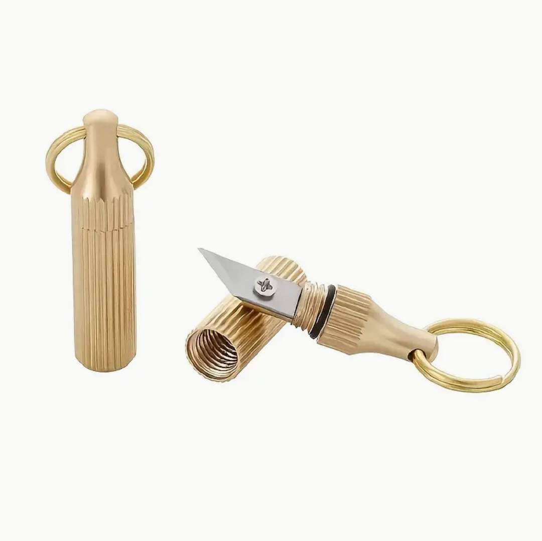 Tiny Brass Knife Keychain