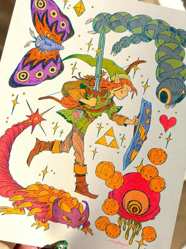 Legend of Zelda: A Link to the Past Riso Print