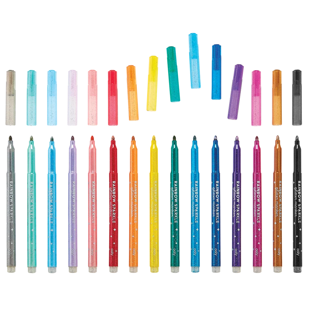 Rainbow Sparkle Glitter Markers - Set of 15