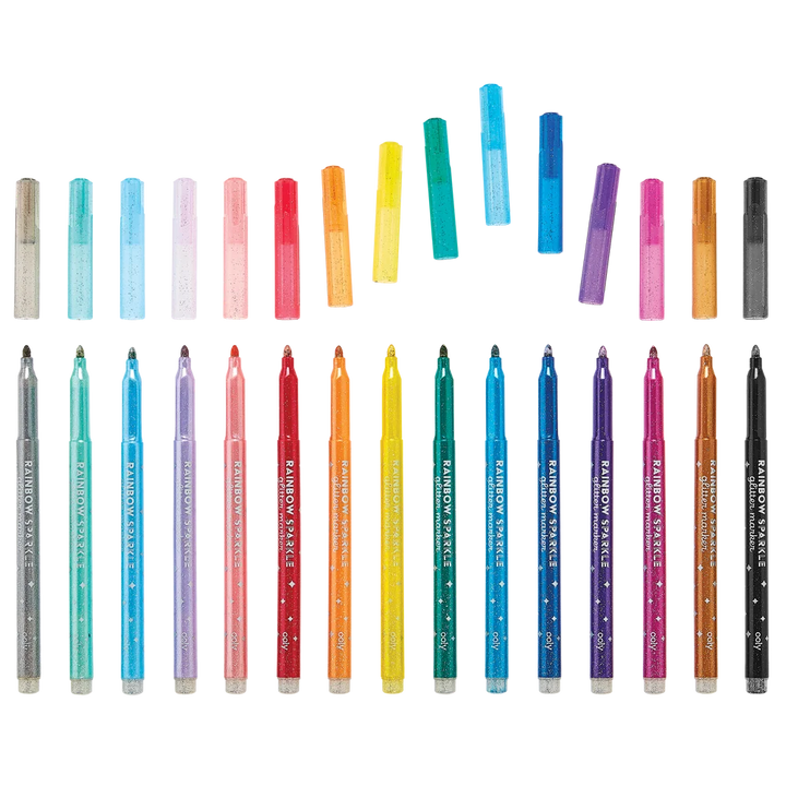 Rainbow Sparkle Glitter Markers - Set of 15