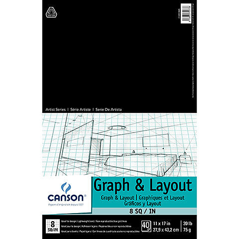 Artist Series Graph & Layout Paper Pads, 8x8 Grid - 11" x 17"