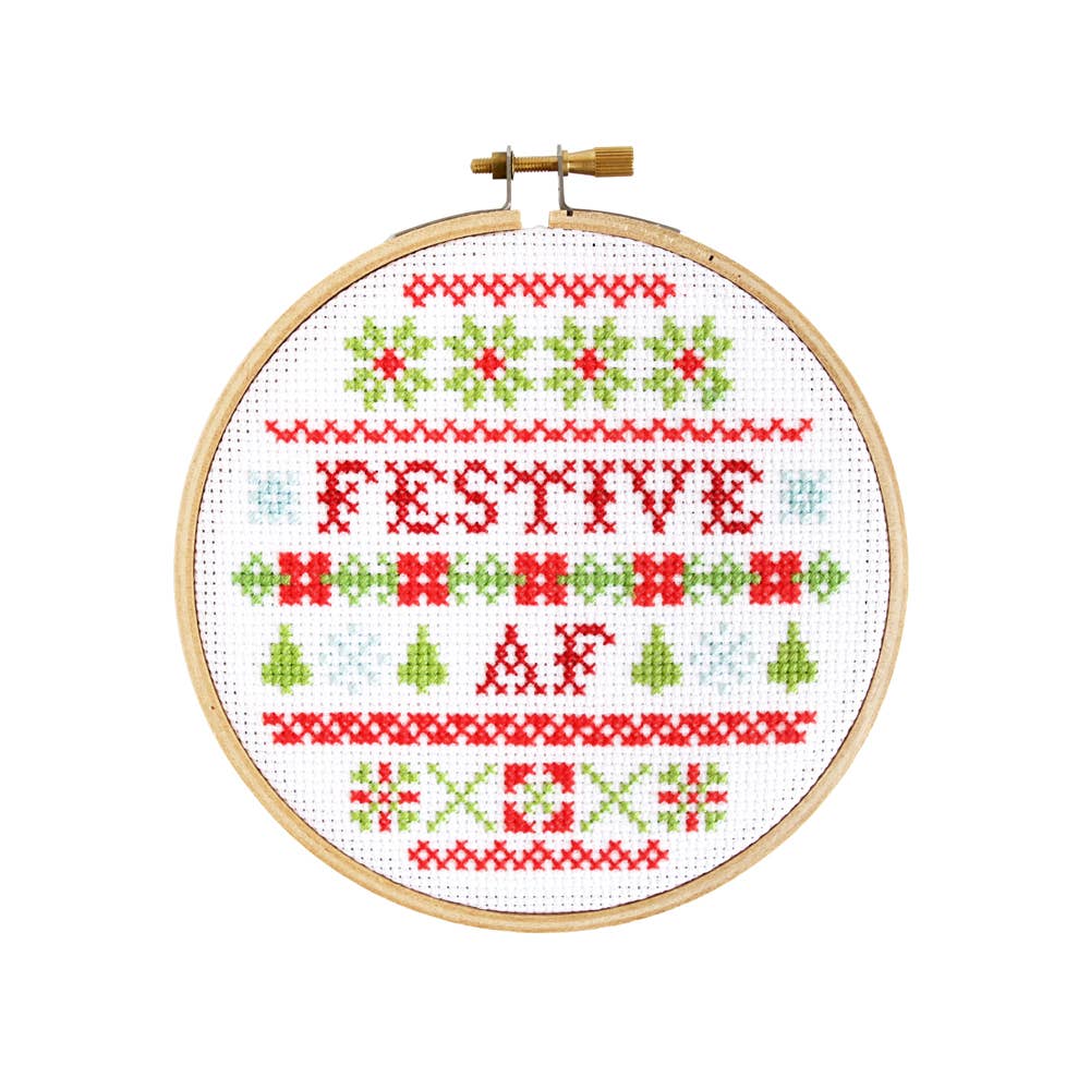 Festive AF DIY Cross Stitch Kit