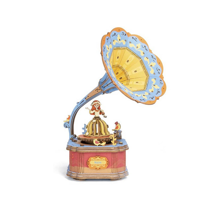 DIY 3D Wooden Puzzle Music Box: Vintage Gramophone