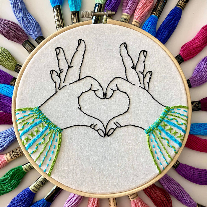 Heart Hands Sampler Craft DIY Embroidery Kit