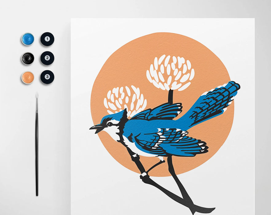Spring Blue Jay Paint by Numbers